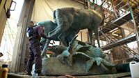 Sculpture Les Cerfs au repos de l'artiste Georges Gardet, relevé numérique Créaform, Theillay, Etapes de Fonderie Coubertin Saint-Rémy-Lès-Chevreuse, Restauration sculpturale au jardin des plantes de la ville de Nantes, sculpture bronze, art contemporain, artisanat, métiers d'art, fonderie d'art