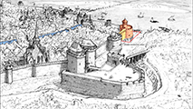 Square Fleuriot De Langle, Nantes, enceinte médiévale, douve, conlfuence Erdre Loire, sondages, Tour du Connétable, Hôtel des Postes et Télégraphes, Moyen Âge, fouilles archéologique, Direction du Patrimoine et de l'Archéologie, Nantes Métropole